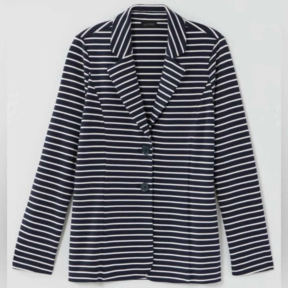J. JILL Wearever Preppy Business Casual Stretchy Unstructured Striped Blazer 2X